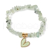 Valentine's Day Theme Alloy and Acrylic Natural Rainbow Moonstone/ Lemon Jade/Prehnite/ Rose Quartz/Sunstone Chip Gemstone Stretch Bracelet with Heart Charm BJEW-JB09579-2