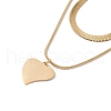 2Pcs 2 Style Ion Plating(IP) 304 Stainless Steel Leaf Pendant Necklaces Set NJEW-G090-05G-1