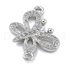 Rack Plating Brass Micro Pave Clear Cubic Zirconia Butterfly Connector Charms KK-A234-077P-2