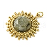 Ion Plating(IP) 304 Stainless Steel Pave Faceted Natural Labradorite Pendants FIND-Z028-38C-2