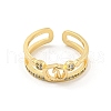 Letter Brass Micro Pave Clear Cubic Zirconia Open Cuff Rings RJEW-G309-30G-2