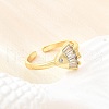 Ocean Theme Brass Micro Pave Cubic Zirconia Cuff Rings for Women RJEW-F184-17D-G-4