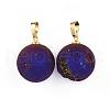 Electroplate Natural Druzy Geode Agate Pendants G-L479-38C-G-1