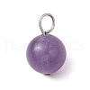 7Pcs 7 Colors Natural Aquamarine & Black Onyx & Amethyst & Malaysia Jade & Taiwan Jade & White Jade & Carnelian Round Pendants PALLOY-JF03193-3