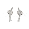 925 Sterling Silver Clear Cubic Zirconia Stud Earrings EJEW-Q032-01E-P-4