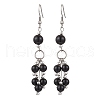 2 Pairs Synthetic Aqua Terra Jasper & Natural Black Onyx Dangle Earrings EJEW-JE06383-4