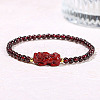 Natural Garnet Round Beads Stretch Bracelets WG583E5-01-1