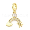 Brass Micro Pave Cubic Zirconia European Dangle Charms KK-D325-09G-1