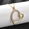 Brass Micro Pave Clear Cubic Zirconia Heart Pendant Necklaces for Women NJEW-R027-01G-02-2