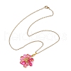 Flower Handmade Glass Seed Beaded Pendant Necklaces NJEW-MZ00096-01-4