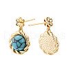 Brass & Synthetic Turquoise Stud Earring Findings KK-N258-18G-2