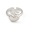 Brass Letter Open Cuff Rings for Women RJEW-G313-01S-P-2