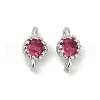 Brass Cubic Zirconia Flat Round Connector Charms KK-H204-02P-05-1