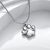 304 Stainless Steel Dog Paw Print Pendant Necklaces for Women NJEW-Z044-13P-1