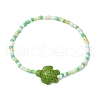 Handmade Glass Seed and Synthetic Turquoise Beaded Strtch Bracelets for Children BJEW-JB11301-02-2