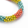 Crochet Glass Beads Braided Stretch Bracelet BJEW-T016-08G-2