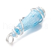 Electroplated Natural Quartz Crystal Dyed Copper Wire Wrapped Pendants PALLOY-JF02327-03-4
