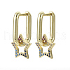 Brass Micro Pave Cubic Zirconia Dangle Huggie Hoop Earrings KK-R137-023-NF-1