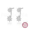 Rhodium Plated 925 Sterling Silver Front Back Stud Earrings UH8089-1