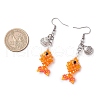 Fish with Shell Shape 304 Stainless Steel Glass Beads Dangle Earrings EJEW-MZ00436-01-3