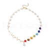 Brass Lucky & Chakra Stone Beaded Necklaces NJEW-JN05174-4