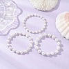 3Pcs Shell Pearl Round Beads Stretch Bracelets for Women BJEW-JB11998-1