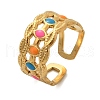 304 Stainless Stee Enamel Open Cuff Rings RJEW-Q006-02A-G-2