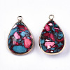 Teardrop Assembled Synthetic Turquoise and Natural Regalite/Imperial Jasper Pendants G-N330-20B-2