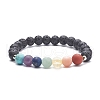 Natural Lava Rock & Mixed Stone Stretch Bracelet BJEW-JB07999-1