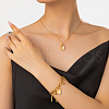 Stainless Steel Rhinestone Padlock Charm Bracelets & Necklaces Sets for Women LJ3473-4
