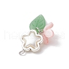 Handmade Lampwork Pendants with 304 Stainless Steel Jump Rings and Cellulose Acetate(Resin) Bead Caps and Tibetan Style Alloy Bead Frames Pendants PALLOY-JF03873-5