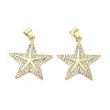 Rack Plating Star Brass Micro Pave Cubic Zirconia Pendants KK-E102-11G-1