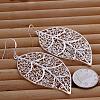 Silver Color Plated Brass Leaf Dangle Earrings EJEW-BB11852-6