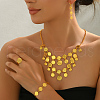 Vintage Brass Coin Tassel Bracelets & Earrings & Multilayer Necklaces & Rings Set for Women's Party GB6557-3