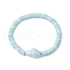 Flat Round Handmade Polymer Clay Heishi Beaded Stretch Bracelets BJEW-JB11711-01-2