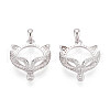 925 Sterling Silver Micro Pave Clear Cubic Zirconia Pendant Cabochon Settings STER-N016-45P-1
