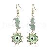 Evil Eye Natural Green Aventurine Chip & Seed Beads Dangle Earrings EJEW-MZ00166-04-1