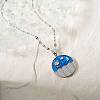 Elegant Brass Marine Blue Enamel Wave Sun Moon Pendant Necklaces WB9731-1-1