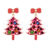 Christmas Trees with Bowknot Alloy Dangle Stud Earrings for Women EJEW-Z078-01B-2