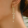 Elegant S925 Sterling Silver Clear Cubic Zirconia Flat Round Chandelier Earrings SY5104-1-3