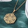 Hexagonal Flower 304 Stainless Steel Pendant Necklaces NJEW-M096-36G-5