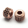 Rack Plating Brass Cubic Zirconia European Beads ZIRC-S023-02RG-2