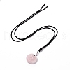 Adjustable Natural Rose Quartz Sailor's Knot Pendant Necklace with Nylon Cord for Women NJEW-L171-02E-2