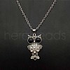 Alloy Jet Rhinestone Cute Creative Owl Pendant Necklaces for Women OA8083-1