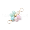 Dyed Natural Freshwater Shell Copper Wire Wrapped Rainbow Color Flower Connector Charms PALLOY-JF03768-02-5