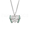 Brass Micro Pave Clear Cubic Zirconia Pendant Necklaces NJEW-M211-01A-P-1