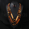 Bohemian Style Wood Beaded Multilayer Necklaces & Dangle Earrings Sets WG93846-05-1