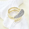 Brass Micro Pave Clear Cubic Zirconia Cuff Rings for Women RJEW-G347-15GP-3