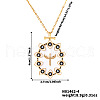 Fashionable Brass Enamel Oval Evil Eye Pendant Necklaces with Black Shiny Cubic Zirconia SO6583-4-2