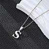 201 Stainless Steel Crystal Rhinestone Initial Pendant Necklaces FS-WG28760-21-1